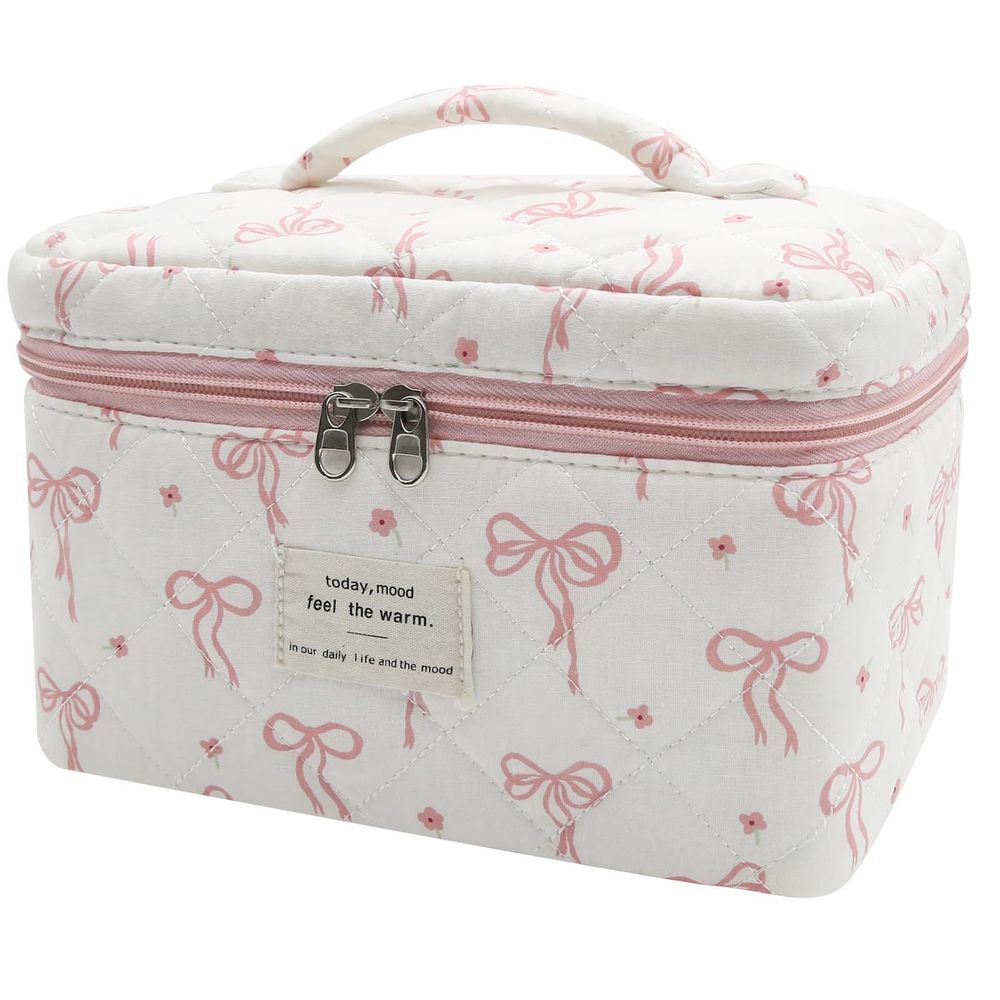 Large Makeup Bag, Cute Cosmetic Bag For Women Girls, Floral Coquette Aesthetic👋